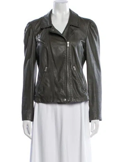 Pre-owned Rebecca Taylor Lamb Leather Biker Jacket In Green