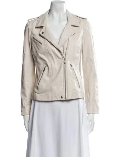 Pre-owned Rebecca Taylor Lamb Leather Biker Jacket In Neutral