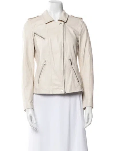 Pre-owned Rebecca Taylor Lamb Leather Biker Jacket In Neutral