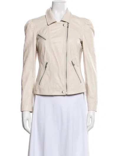 Pre-owned Rebecca Taylor Lamb Leather Biker Jacket In Neutral