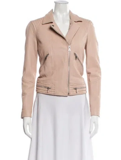 Pre-owned Rebecca Taylor Lamb Leather Biker Jacket In Neutral