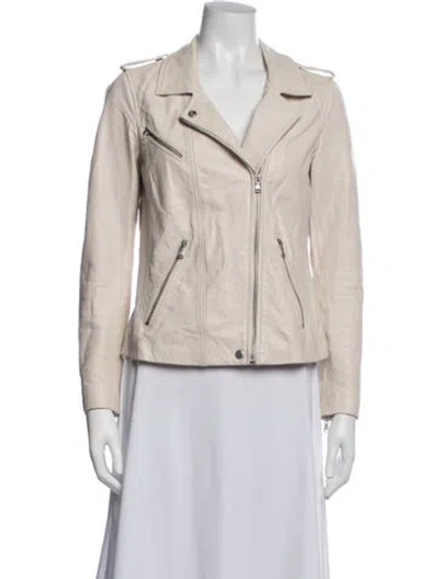 Pre-owned Rebecca Taylor Lamb Leather Biker Jacket In Neutrals