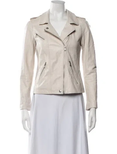 Pre-owned Rebecca Taylor Lamb Leather Biker Jacket In Neutrals