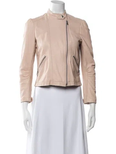 Pre-owned Rebecca Taylor Lamb Leather Biker Jacket In Neutrals