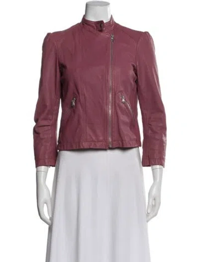 Pre-owned Rebecca Taylor Lamb Leather Biker Jacket In Pink