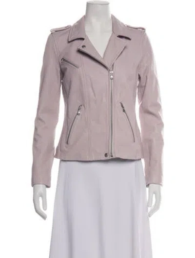 Pre-owned Rebecca Taylor Lamb Leather Biker Jacket In Purple
