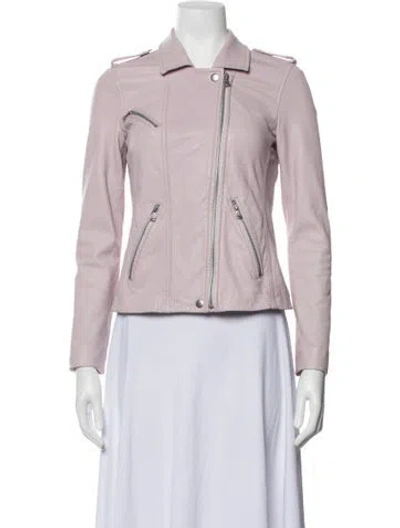 Pre-owned Rebecca Taylor Lamb Leather Biker Jacket In Purple