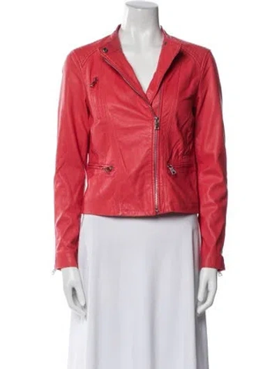 Pre-owned Rebecca Taylor Lamb Leather Biker Jacket In Red