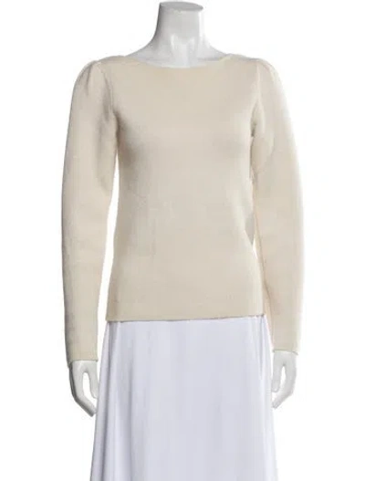 Pre-owned Rebecca Taylor Lambswool Bateau Neckline Sweater In Neutral