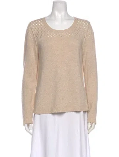 Pre-owned Rebecca Taylor Lambswool Scoop Neck Sweater In Neutral