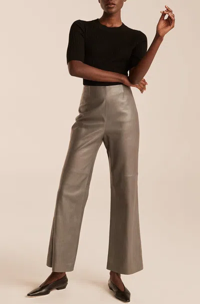 Rebecca Taylor Leather Ankle Pant In Black