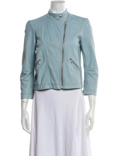 Pre-owned Rebecca Taylor Leather Biker Jacket In Blue