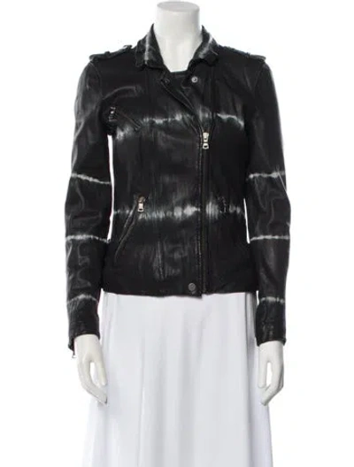 Pre-owned Rebecca Taylor Leather Biker Jacket In Blue