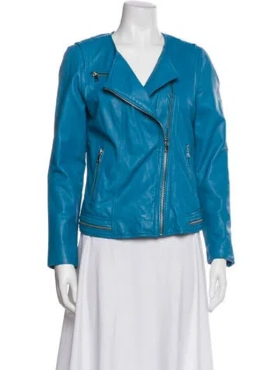 Pre-owned Rebecca Taylor Leather Biker Jacket In Blue