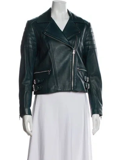 Pre-owned Rebecca Taylor Leather Biker Jacket In Blue