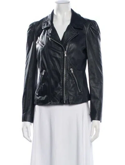 Pre-owned Rebecca Taylor Leather Biker Jacket In Blue