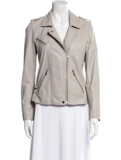 Pre-owned Rebecca Taylor Leather Biker Jacket In Gray