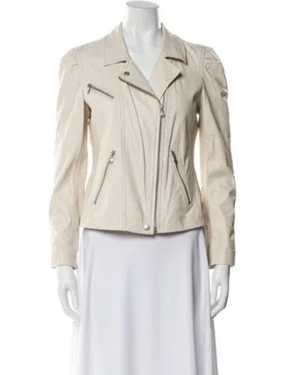 Pre-owned Rebecca Taylor Leather Biker Jacket In Neutral