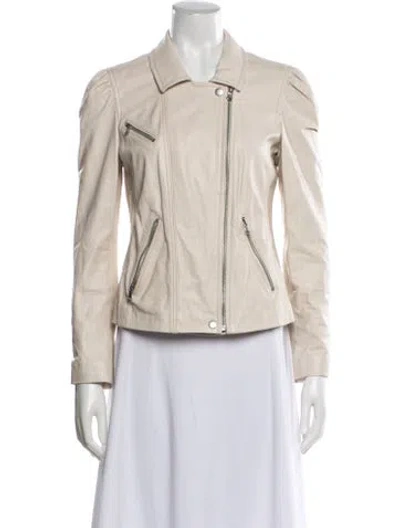 Pre-owned Rebecca Taylor Leather Biker Jacket In Neutral