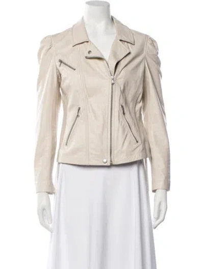 Pre-owned Rebecca Taylor Leather Biker Jacket In Neutrals