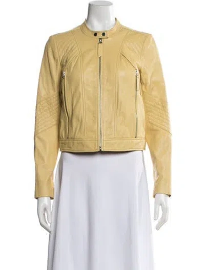 Pre-owned Rebecca Taylor Leather Biker Jacket In Yellow