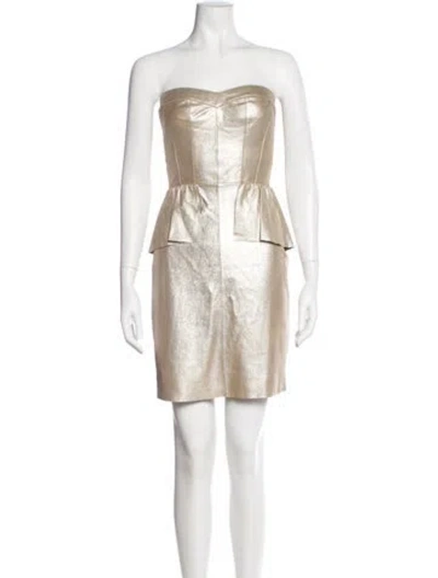 Pre-owned Rebecca Taylor Leather Mini Dress In Gold