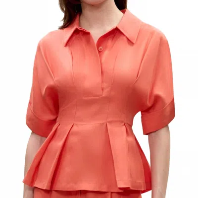 Rebecca Taylor Lena Shine Blouse In Coral In Orange