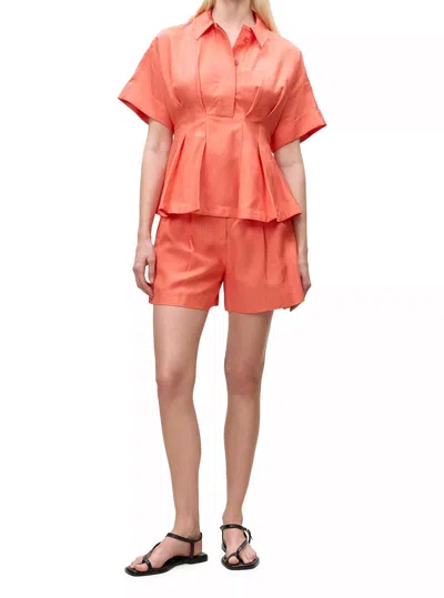 Rebecca Taylor Lena Shine Blouse In Coral In Orange