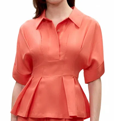 Rebecca Taylor Lena Shine Blouse In Coral In Orange