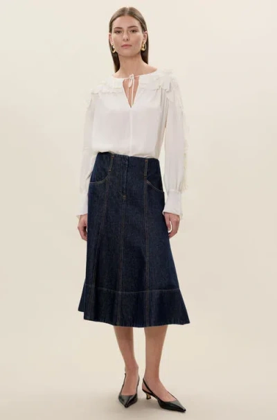 Rebecca Taylor Lillith Ruffle Blouse In White