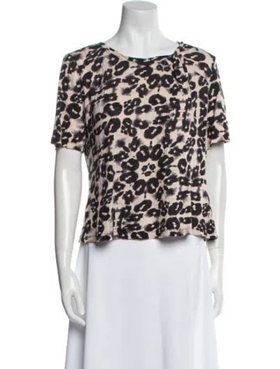 Pre-owned Rebecca Taylor Linen Animal Print T-shirt W/ Tags In Neutral