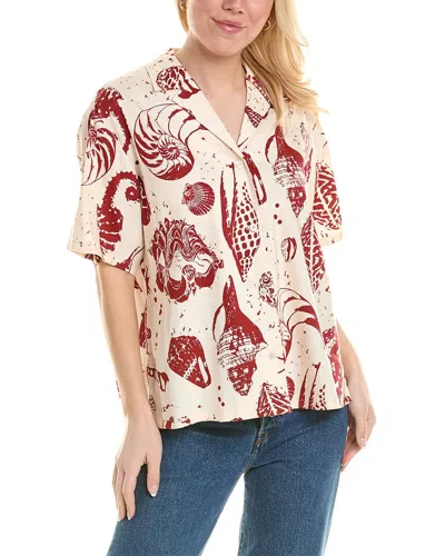 Rebecca Taylor Linen-blend Cabana Shirt In Red