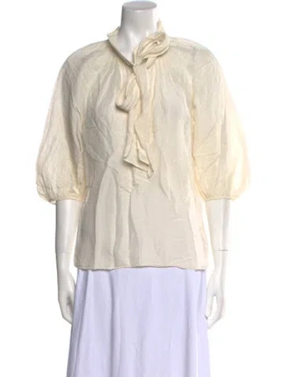 Pre-owned Rebecca Taylor Linen Cowl Neck Sweatshirt In Neutral
