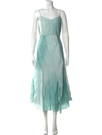 Pre-owned Rebecca Taylor Linen Long Dress In Blue