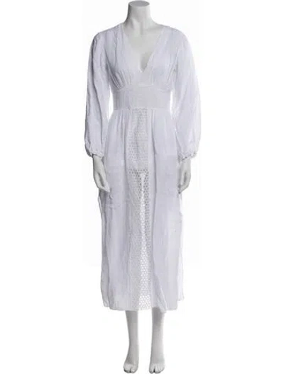 Pre-owned Rebecca Taylor Linen Long Dress In White