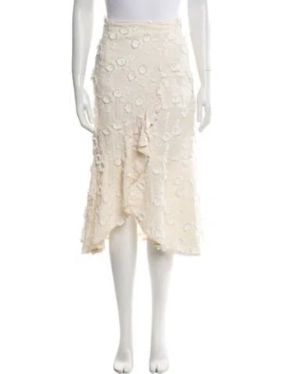 Pre-owned Rebecca Taylor Linen Midi Length Skirt In Neutral