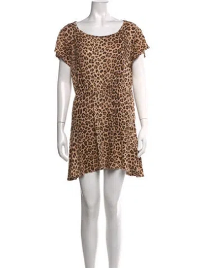 Pre-owned Rebecca Taylor Linen Mini Dress In Brown/neutrals