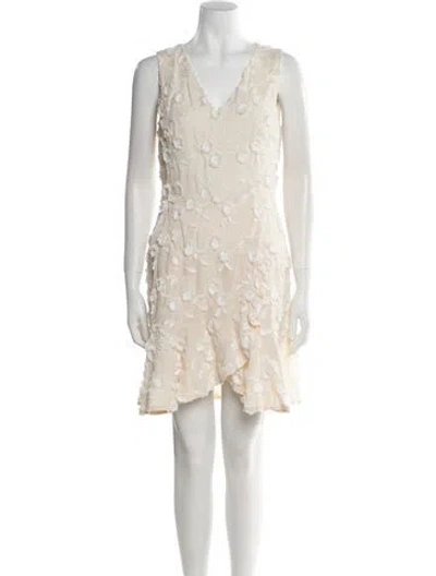 Pre-owned Rebecca Taylor Linen Mini Dress In Neutral