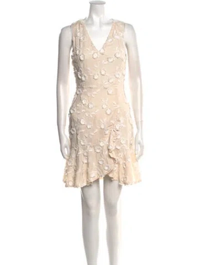 Pre-owned Rebecca Taylor Linen Mini Dress In Neutral
