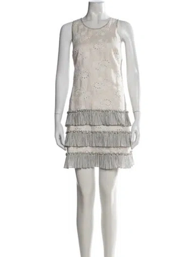 Pre-owned Rebecca Taylor Linen Mini Dress In Neutral
