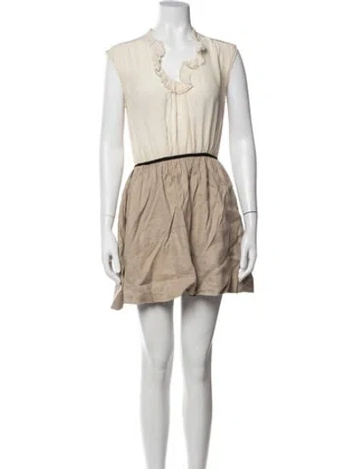 Pre-owned Rebecca Taylor Linen Mini Dress In Neutrals
