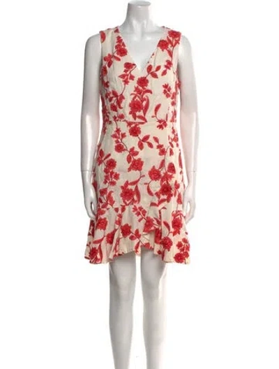 Pre-owned Rebecca Taylor Linen Mini Dress In Red