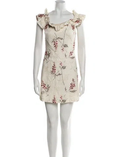 Pre-owned Rebecca Taylor Linen Mini Dress W/ Tags In Neutral