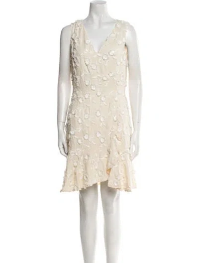 Pre-owned Rebecca Taylor Linen Mini Dress W/ Tags In Neutral