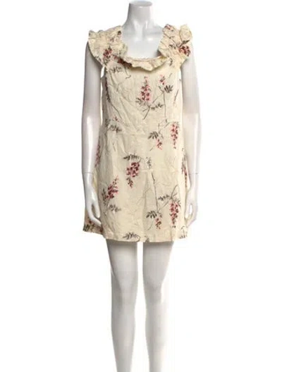 Pre-owned Rebecca Taylor Linen Mini Dress W/ Tags In Neutral