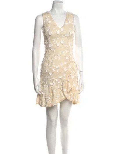 Pre-owned Rebecca Taylor Linen Mini Dress W/ Tags In Neutral