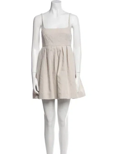 Pre-owned Rebecca Taylor Linen Square Neckline Romper In Neutral