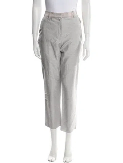 Pre-owned Rebecca Taylor Linen Straight Leg Pants In Gray