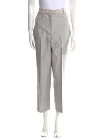 Pre-owned Rebecca Taylor Linen Straight Leg Pants In Gray