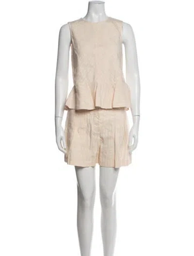 Pre-owned Rebecca Taylor Linen Striped Short Set In Pink